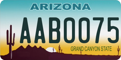 AZ license plate AAB0075