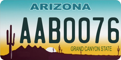 AZ license plate AAB0076