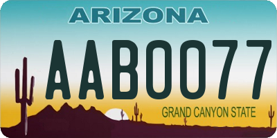 AZ license plate AAB0077