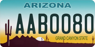 AZ license plate AAB0080