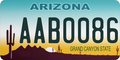 AZ license plate AAB0086
