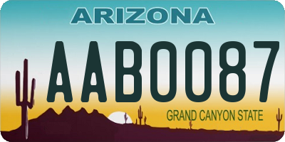 AZ license plate AAB0087