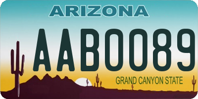 AZ license plate AAB0089