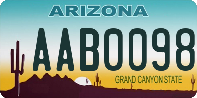 AZ license plate AAB0098