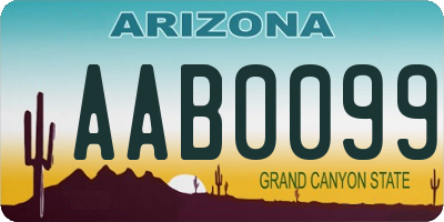 AZ license plate AAB0099