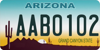 AZ license plate AAB0102