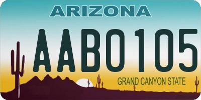 AZ license plate AAB0105