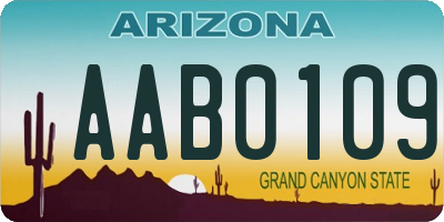 AZ license plate AAB0109