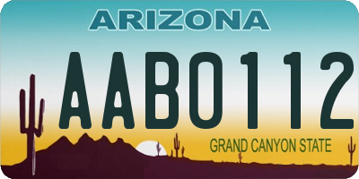 AZ license plate AAB0112