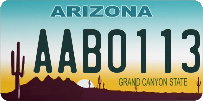 AZ license plate AAB0113