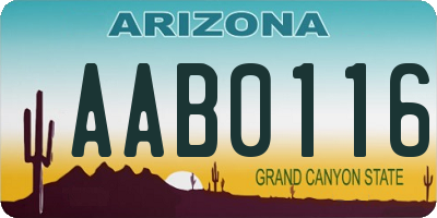 AZ license plate AAB0116