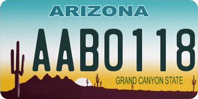 AZ license plate AAB0118