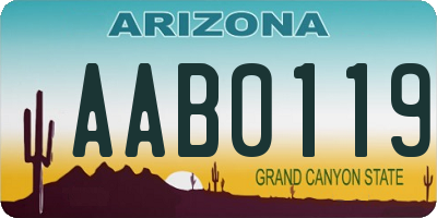 AZ license plate AAB0119