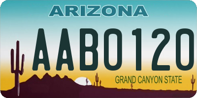 AZ license plate AAB0120