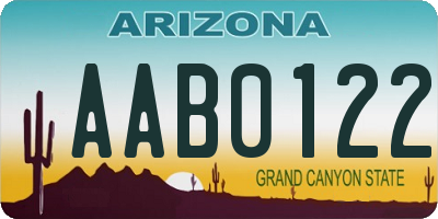 AZ license plate AAB0122