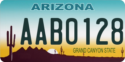 AZ license plate AAB0128