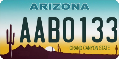 AZ license plate AAB0133