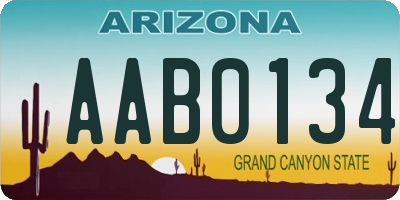 AZ license plate AAB0134