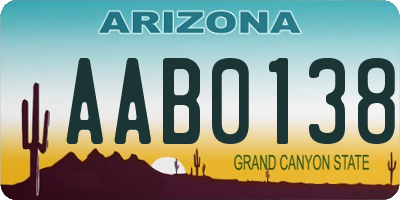 AZ license plate AAB0138