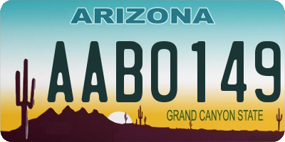 AZ license plate AAB0149