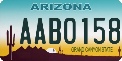 AZ license plate AAB0158