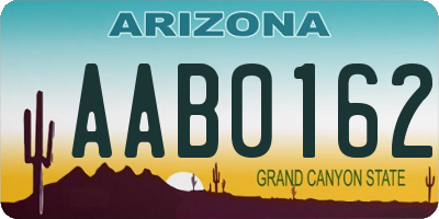 AZ license plate AAB0162