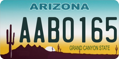 AZ license plate AAB0165