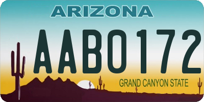 AZ license plate AAB0172