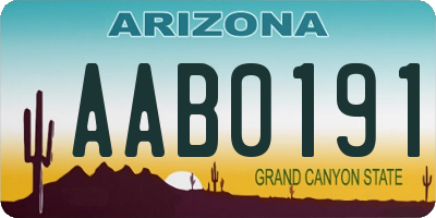 AZ license plate AAB0191