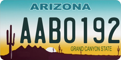 AZ license plate AAB0192