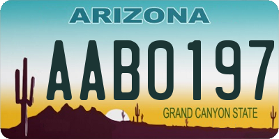 AZ license plate AAB0197