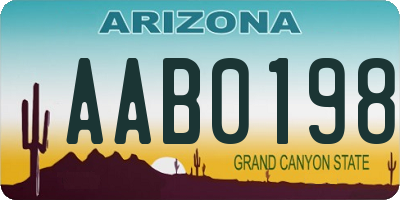 AZ license plate AAB0198