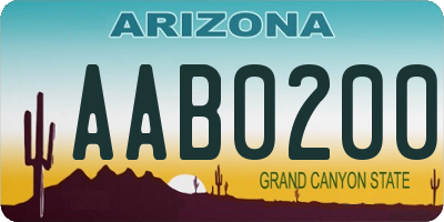 AZ license plate AAB0200