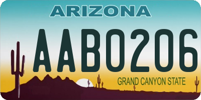 AZ license plate AAB0206