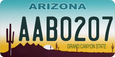 AZ license plate AAB0207