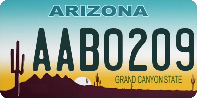 AZ license plate AAB0209