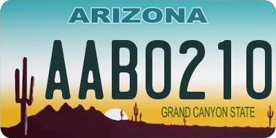 AZ license plate AAB0210