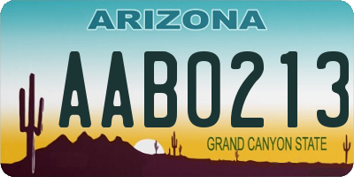 AZ license plate AAB0213