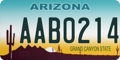 AZ license plate AAB0214