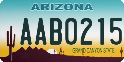 AZ license plate AAB0215