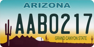 AZ license plate AAB0217