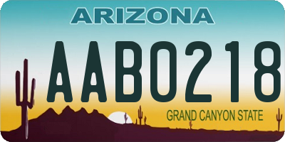 AZ license plate AAB0218