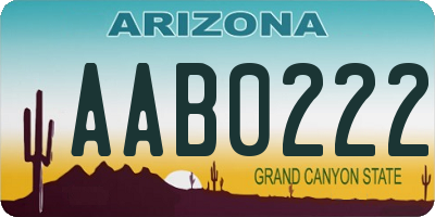 AZ license plate AAB0222