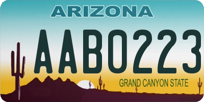 AZ license plate AAB0223