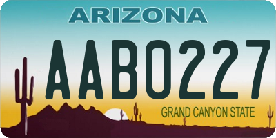 AZ license plate AAB0227