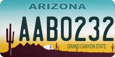 AZ license plate AAB0232