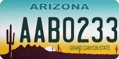AZ license plate AAB0233