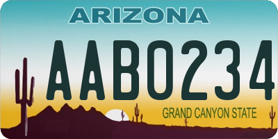 AZ license plate AAB0234