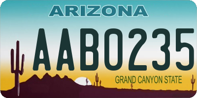 AZ license plate AAB0235