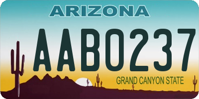 AZ license plate AAB0237